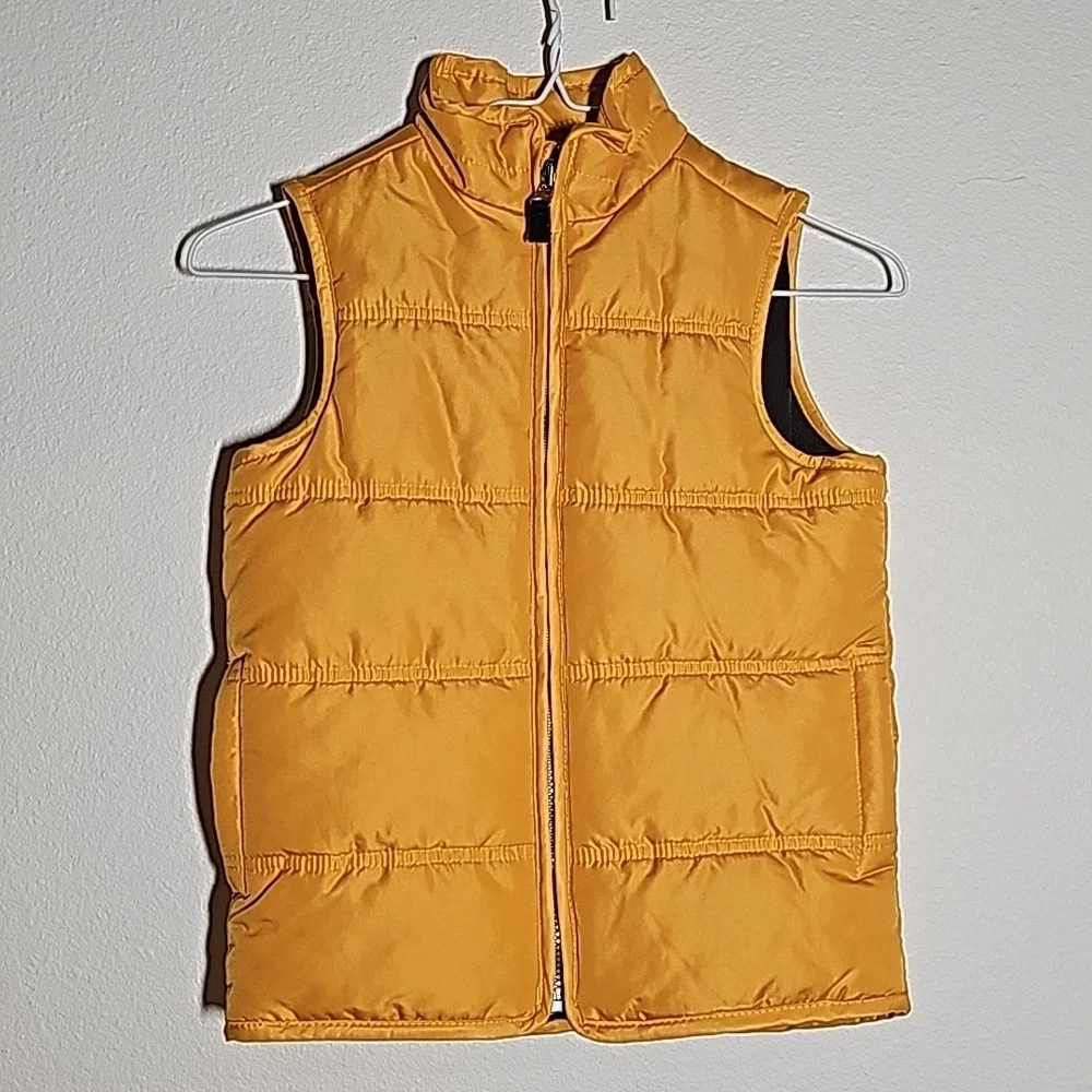 Carter's Kids Mustard Yellow Puffer Vest Fleece Lined M 5-6 Layer Outerwear